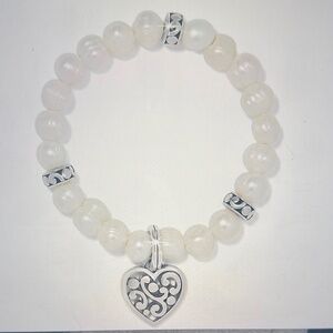 Brighton Contempo Pearl Heart Stretch Bracelet NWOT